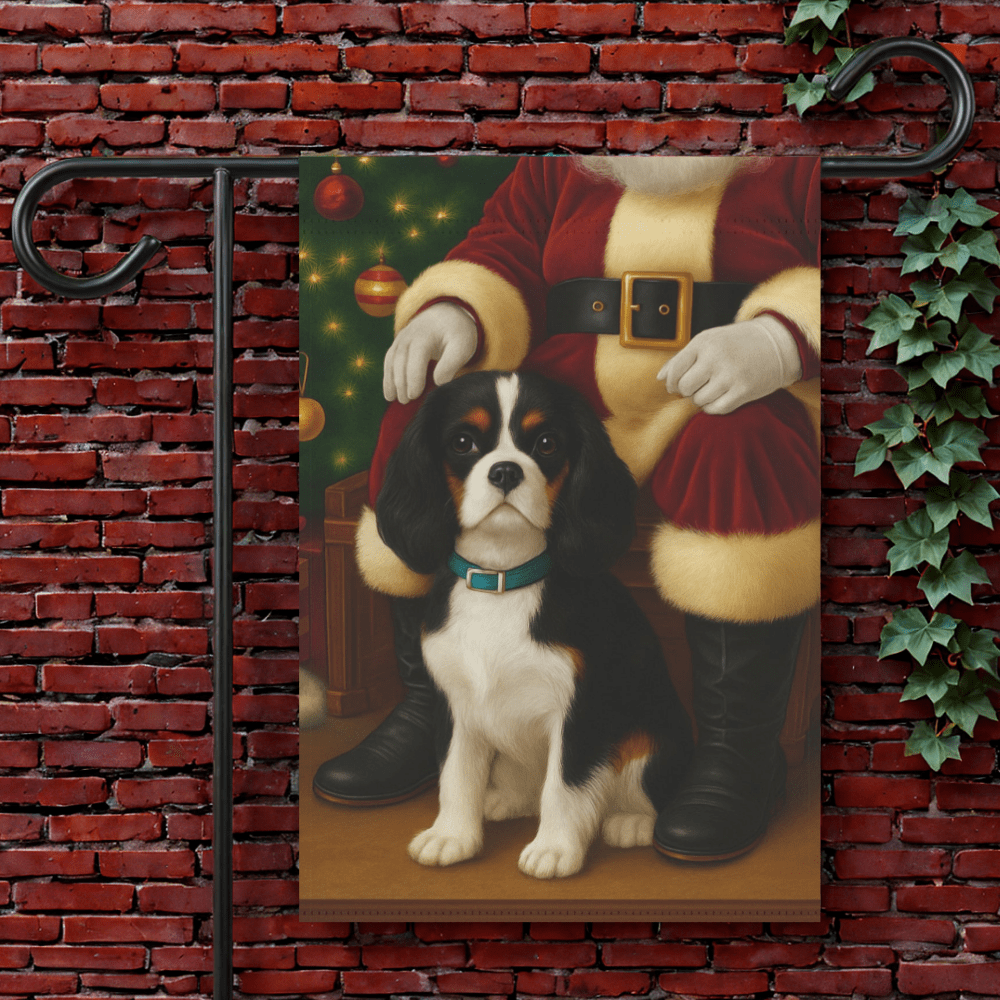 Tricolor Cavalier Santa Clause Garden Flag 12'' × 18''