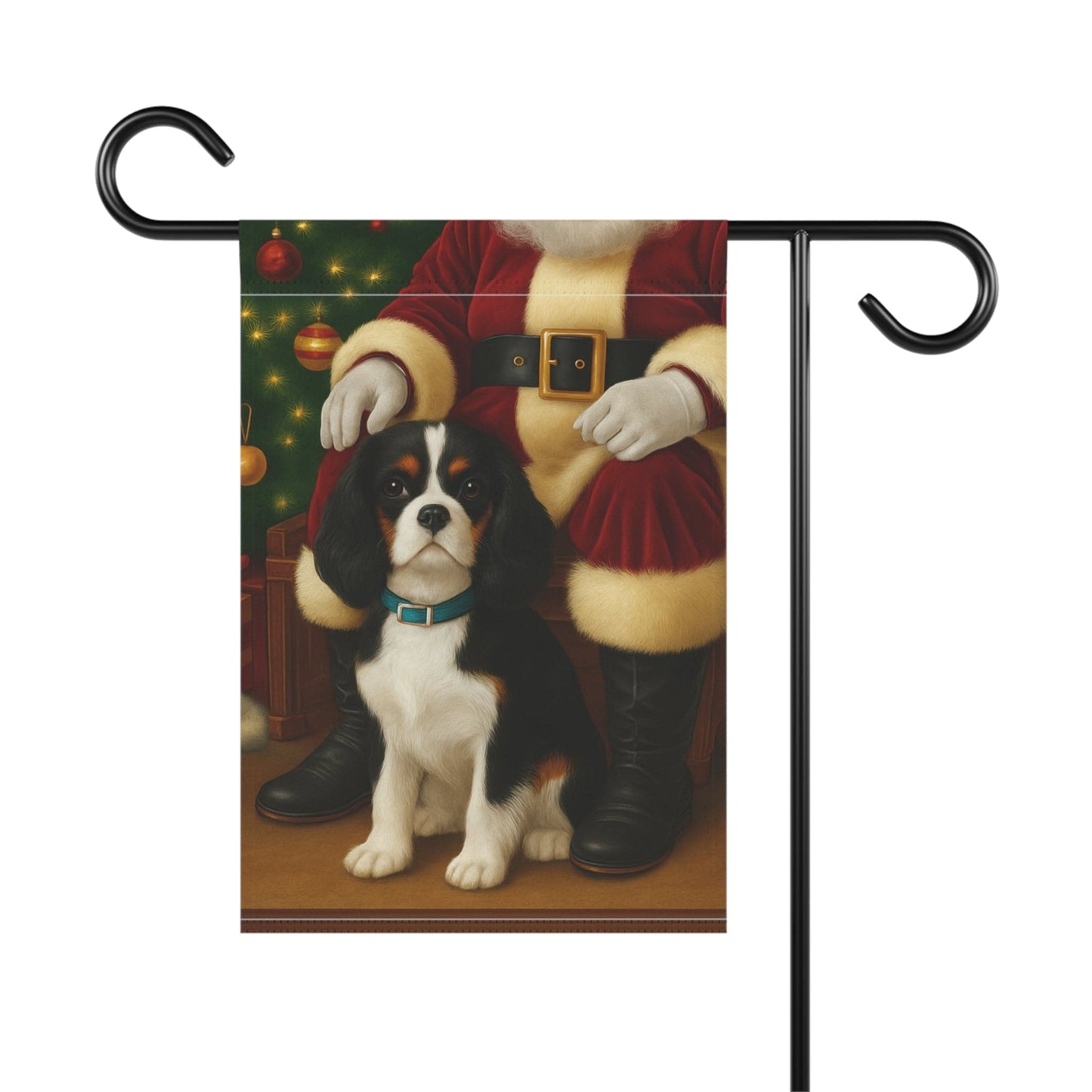 Tricolor Cavalier Santa Clause Garden Flag