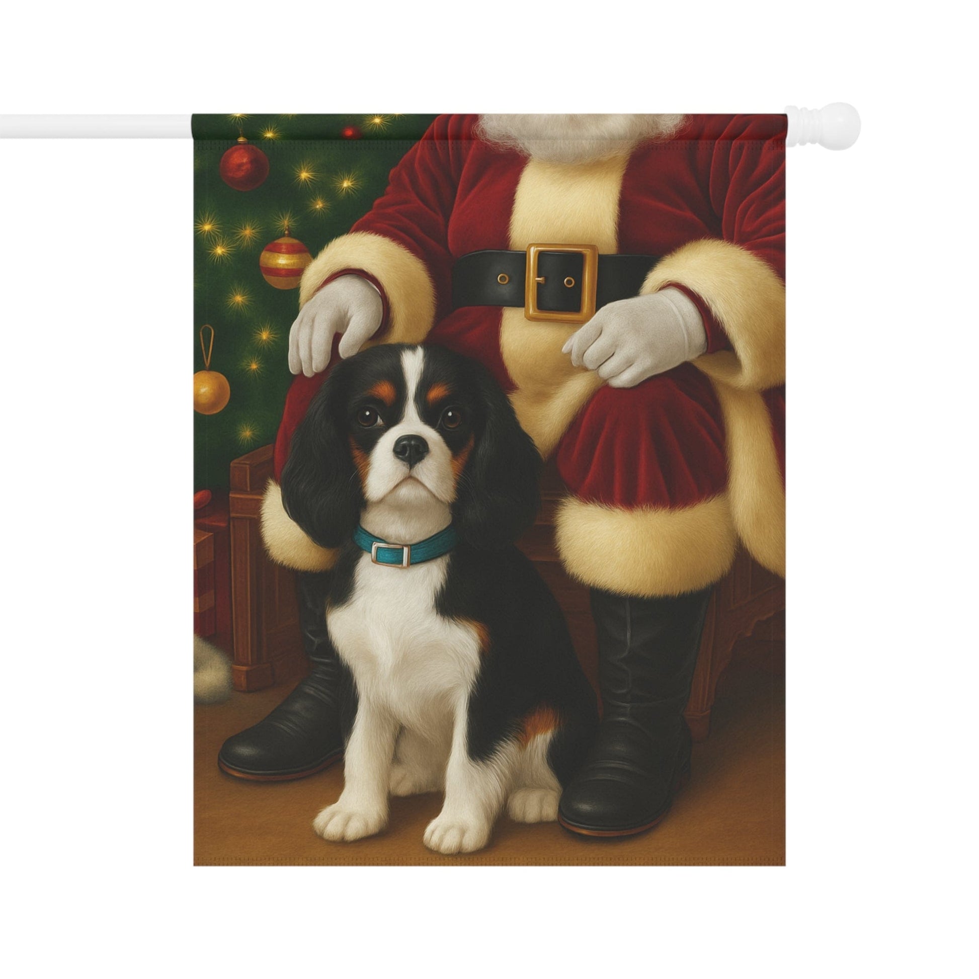 Tricolor Cavalier Santa Clause Garden Flag
