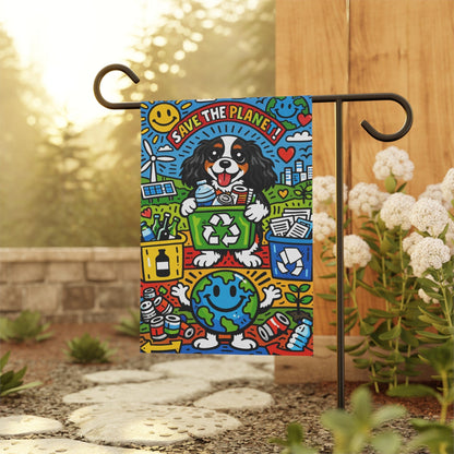 Personalized Cavalier Save Earth Garden Flag