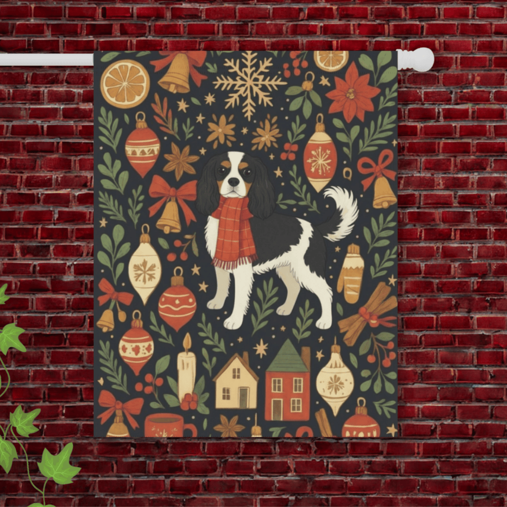 Personalized Cavalier Scandinavian Winter Garden Yard Flag 24.5'' × 32''