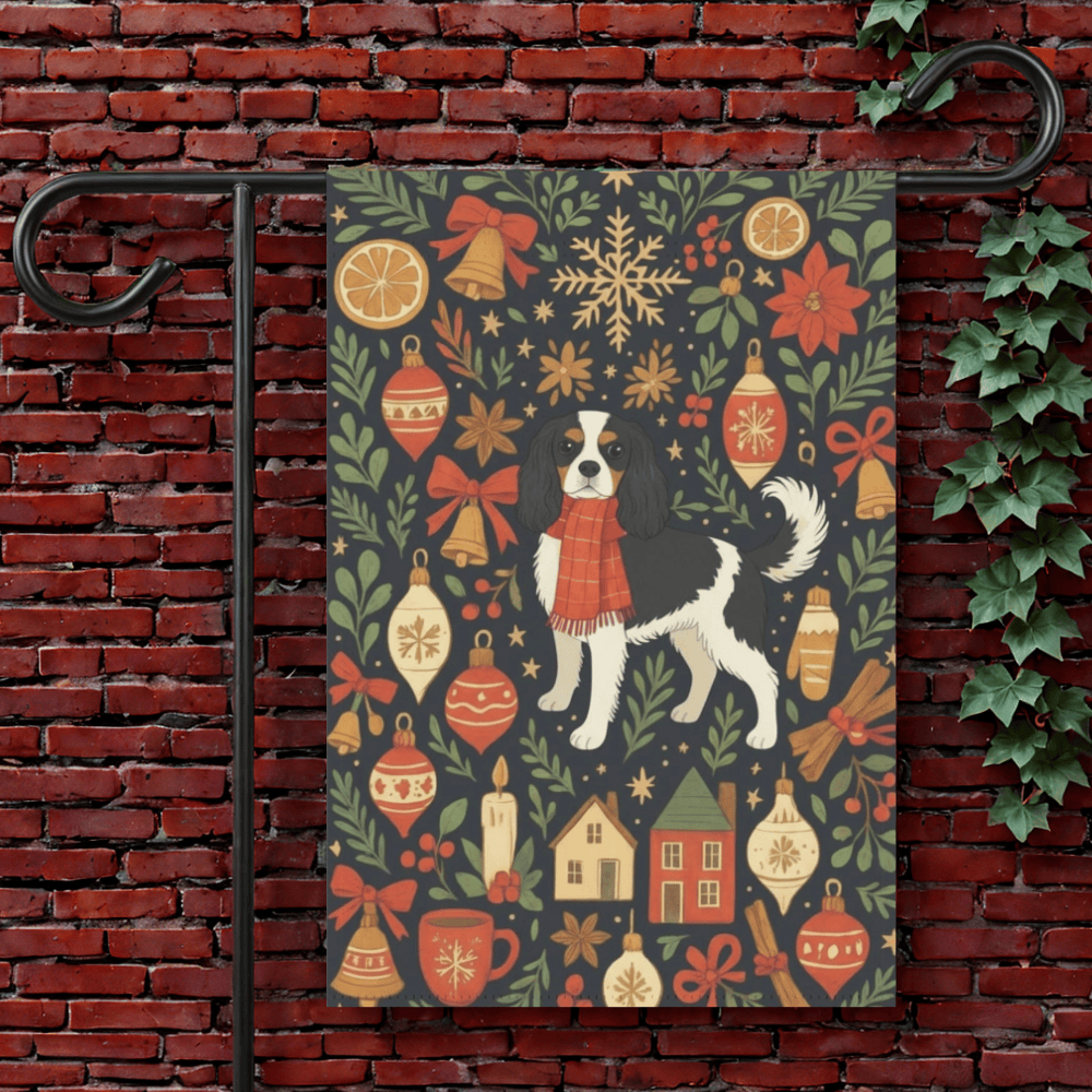 Personalized Cavalier Scandinavian Winter Garden Yard Flag 12'' × 18''