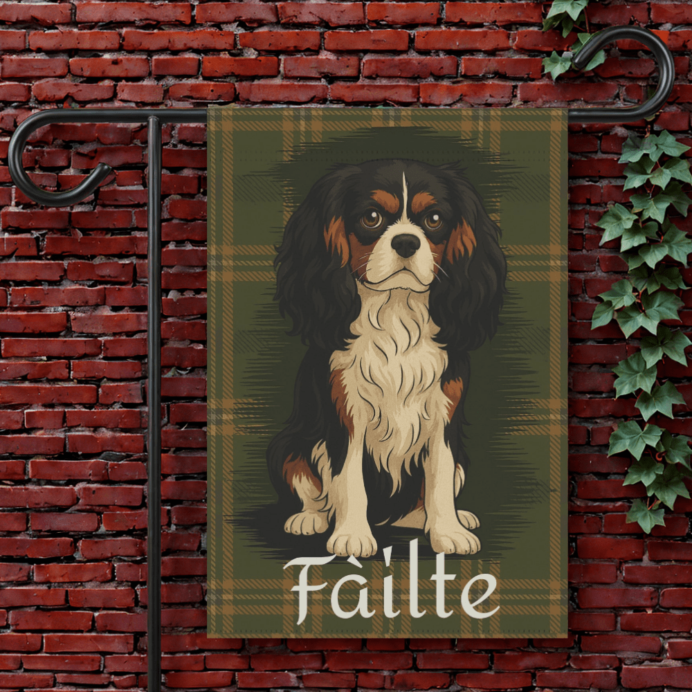 Tricolor Cavalier Scottish Welcome Garden Flag 12'' × 18''