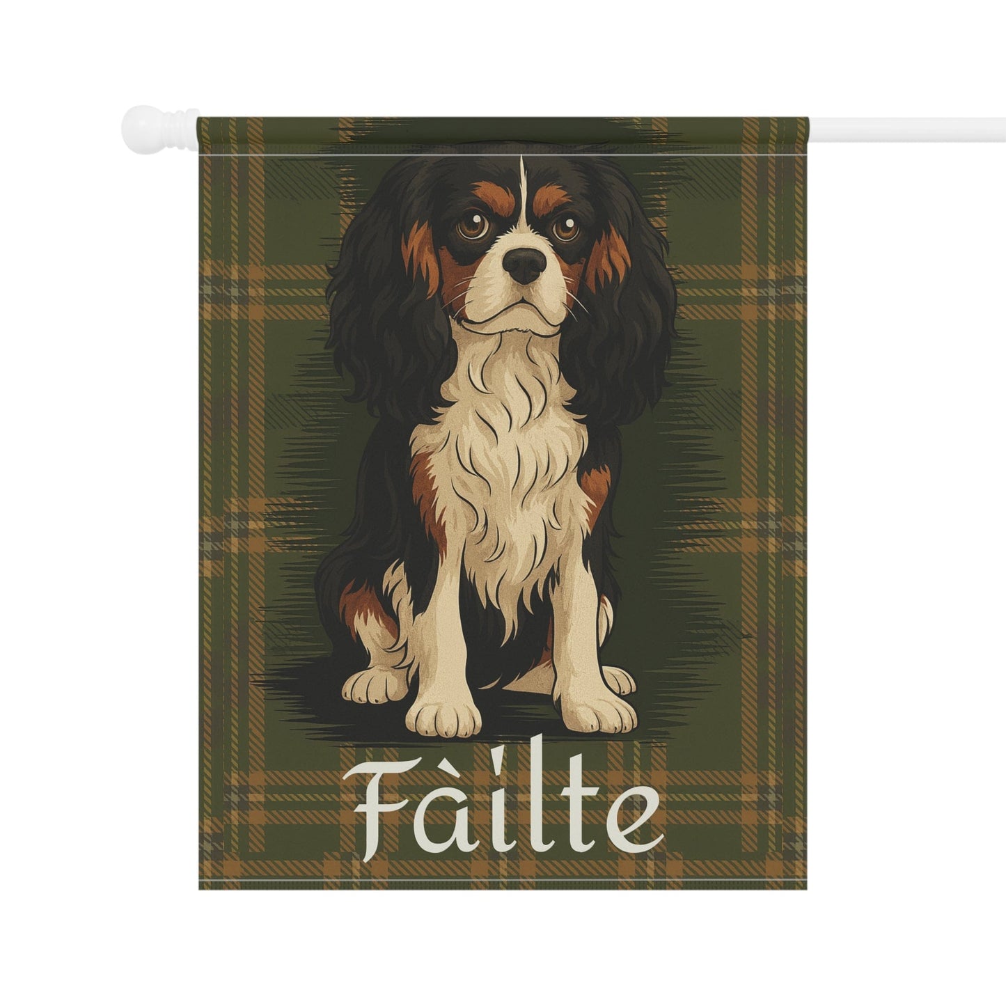 Tricolor Cavalier Scottish Welcome Garden Flag