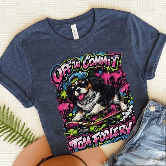 Personalized Cavalier Skateboard Unisex TShirt Heather Navy