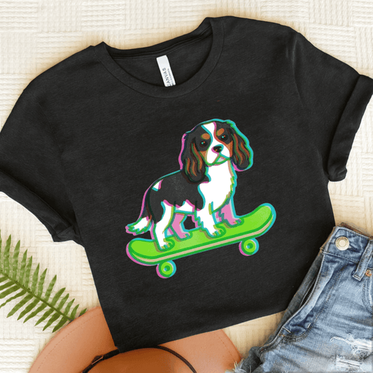 Personalized Cavalier Skateboard Unisex TShirt Dark Grey Heather