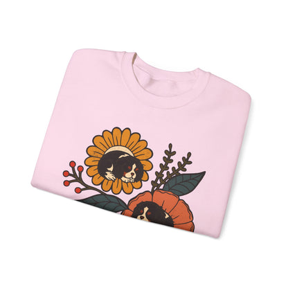 Tricolor Cavalier Sleeping Flowers Sweatshirt