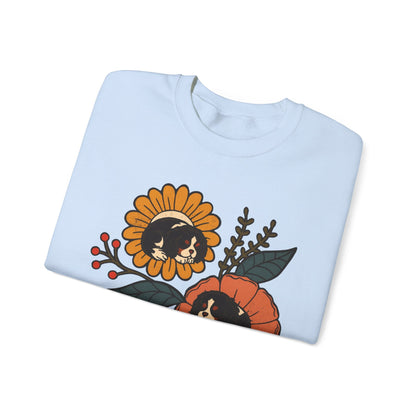 Tricolor Cavalier Sleeping Flowers Sweatshirt