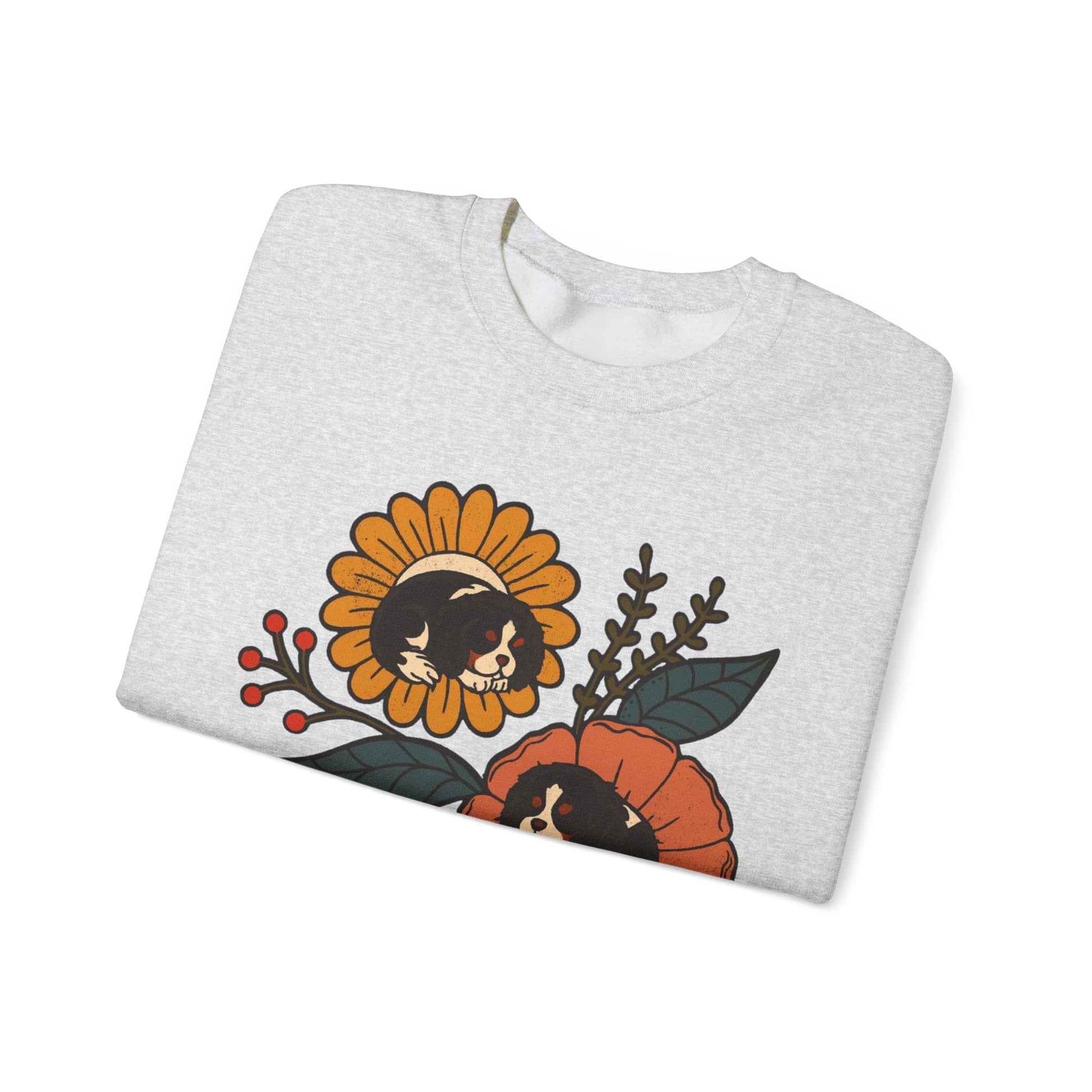 Tricolor Cavalier Sleeping Flowers Sweatshirt
