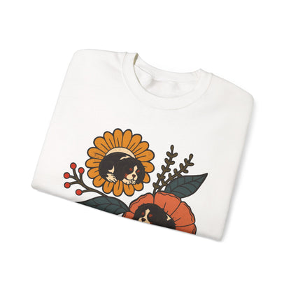 Tricolor Cavalier Sleeping Flowers Sweatshirt