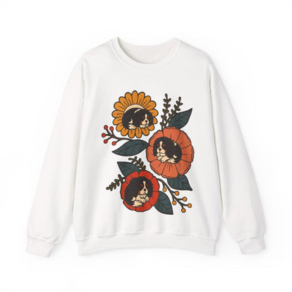 Tricolor Cavalier Sleeping Flowers Sweatshirt