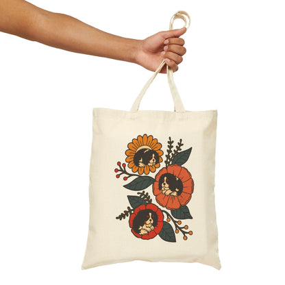 Tricolor Cavalier Sleeping Flowers Tote Bag