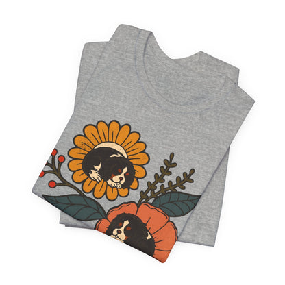 Tricolor Cavalier Sleeping Flowers Tshirt