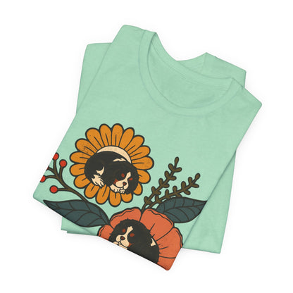 Tricolor Cavalier Sleeping Flowers Tshirt