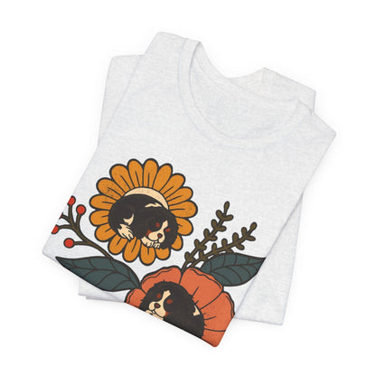 Tricolor Cavalier Sleeping Flowers Tshirt