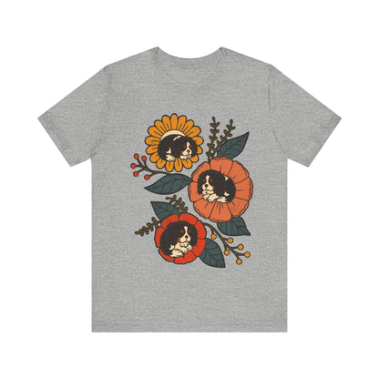 Tricolor Cavalier Sleeping Flowers Tshirt