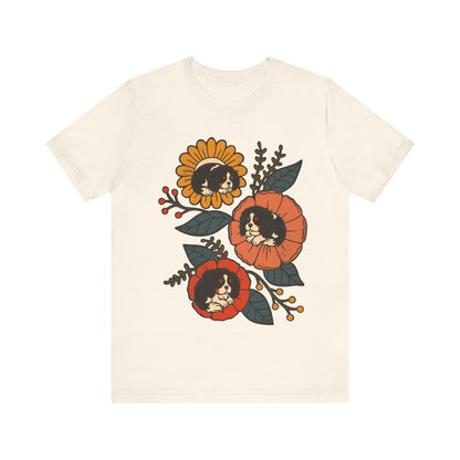 Tricolor Cavalier Sleeping Flowers Tshirt