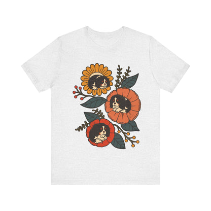 Tricolor Cavalier Sleeping Flowers Tshirt