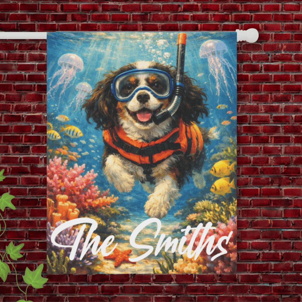 Personalized Cavalier Snorkeling Ocean Yard Flag 24.5'' × 32''