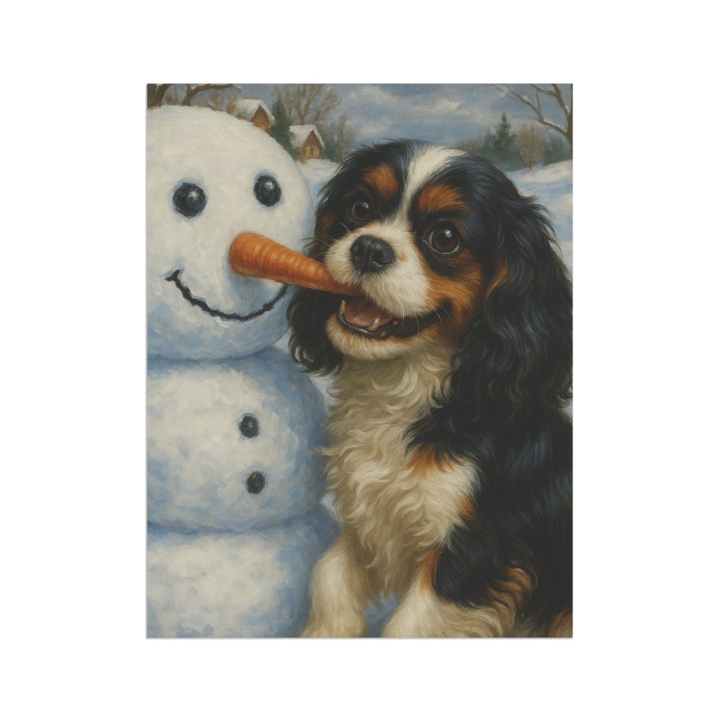 Tricolor Cavalier Snowman Garden Flag