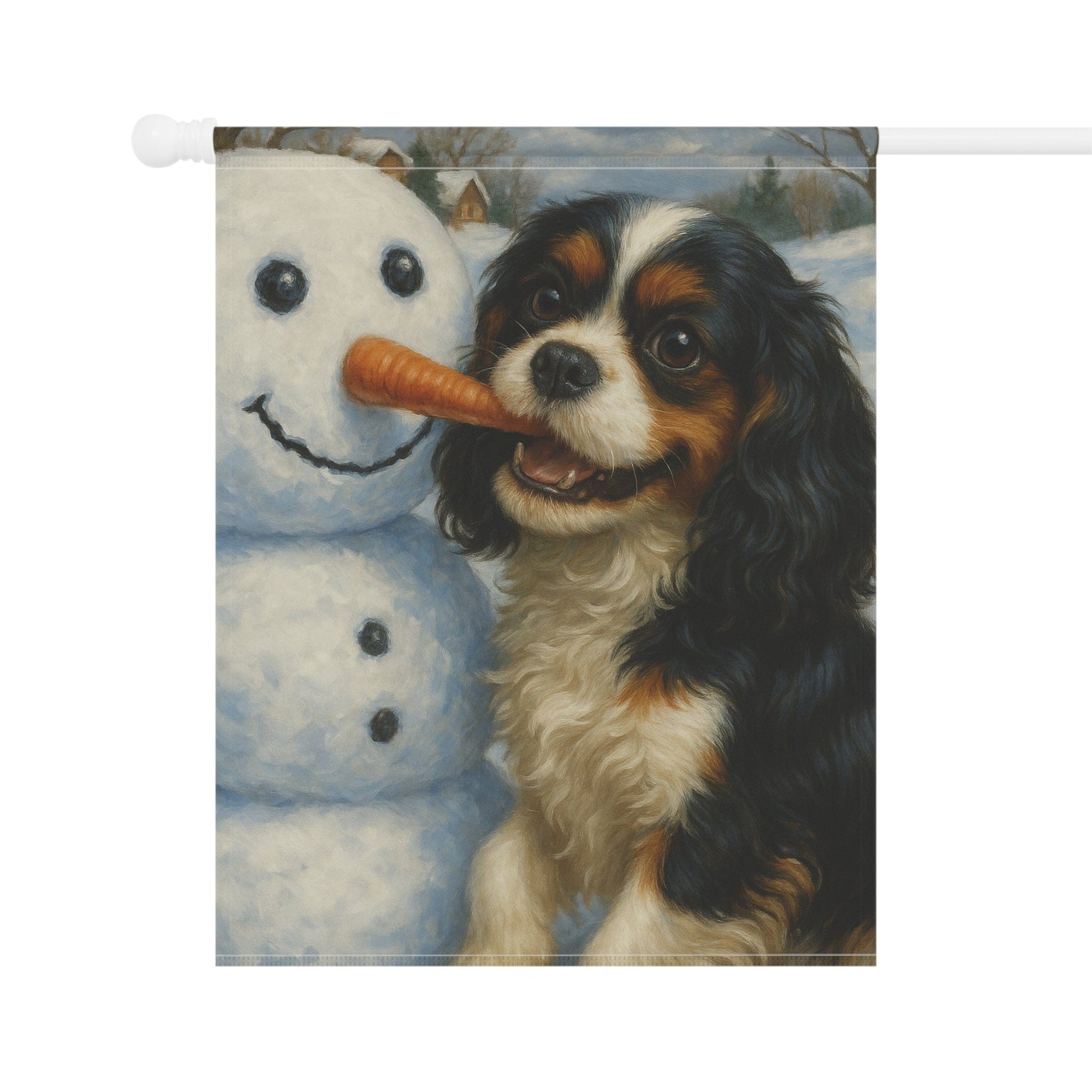Tricolor Cavalier Snowman Garden Flag