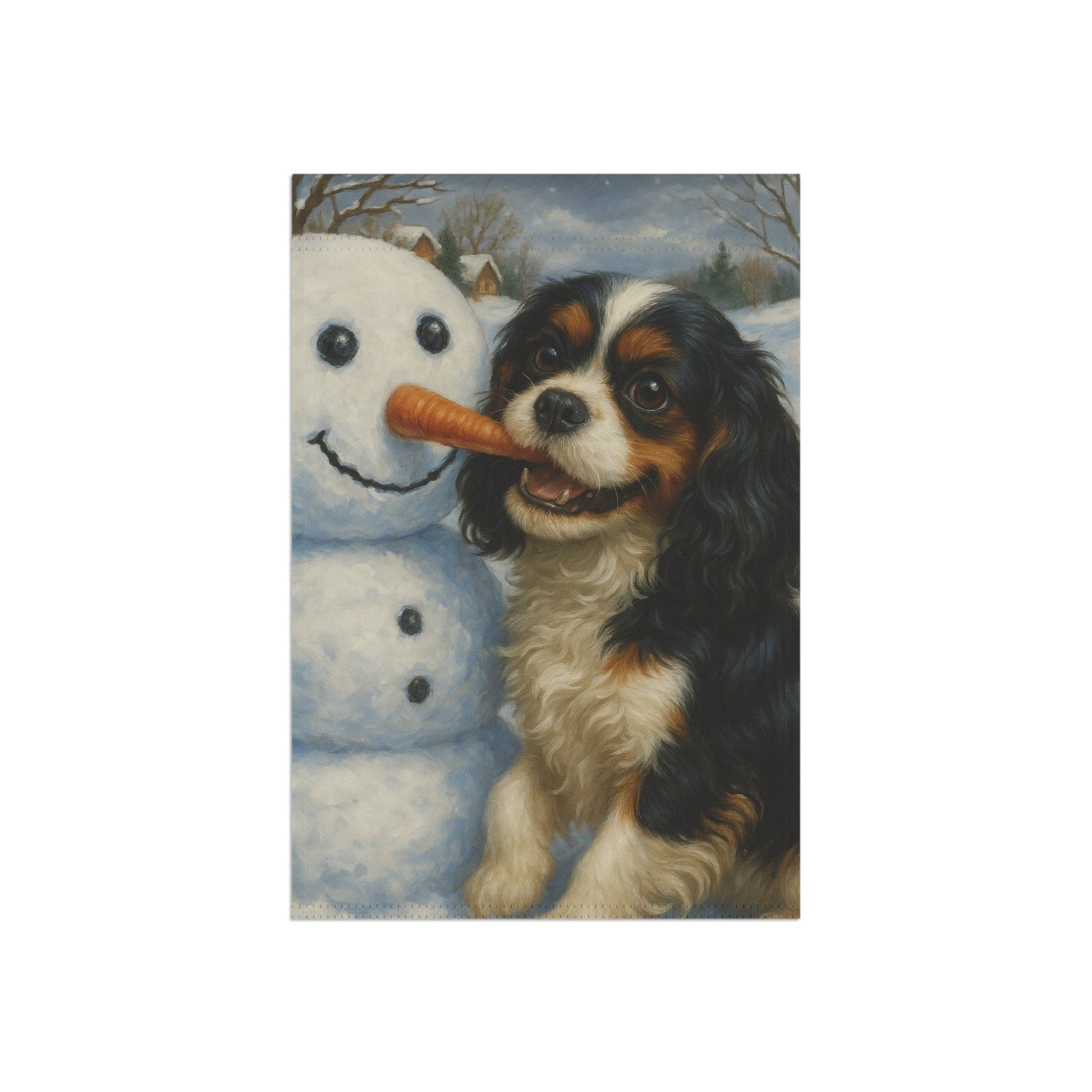 Tricolor Cavalier Snowman Garden Flag