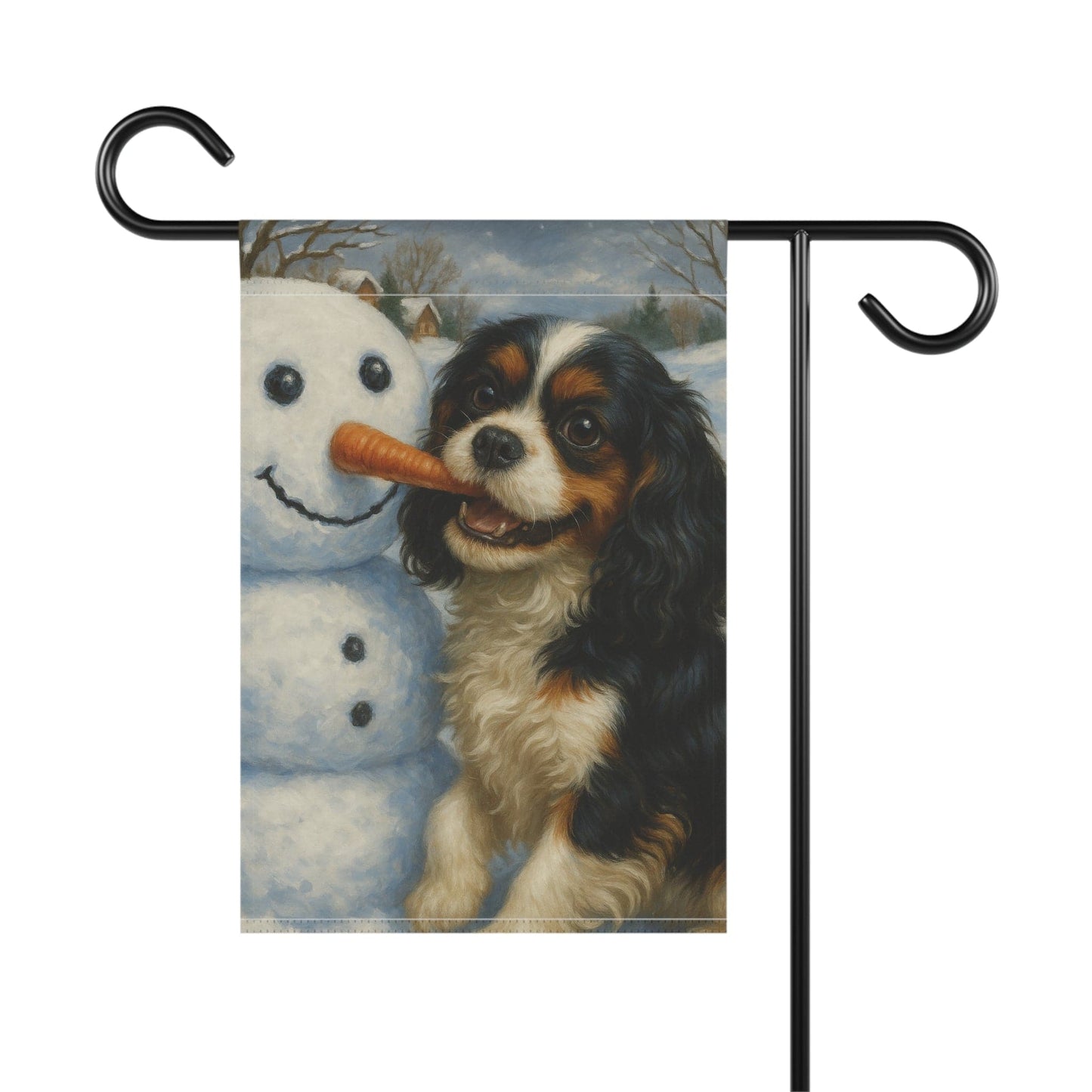 Tricolor Cavalier Snowman Garden Flag