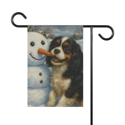 Tricolor Cavalier Snowman Garden Flag