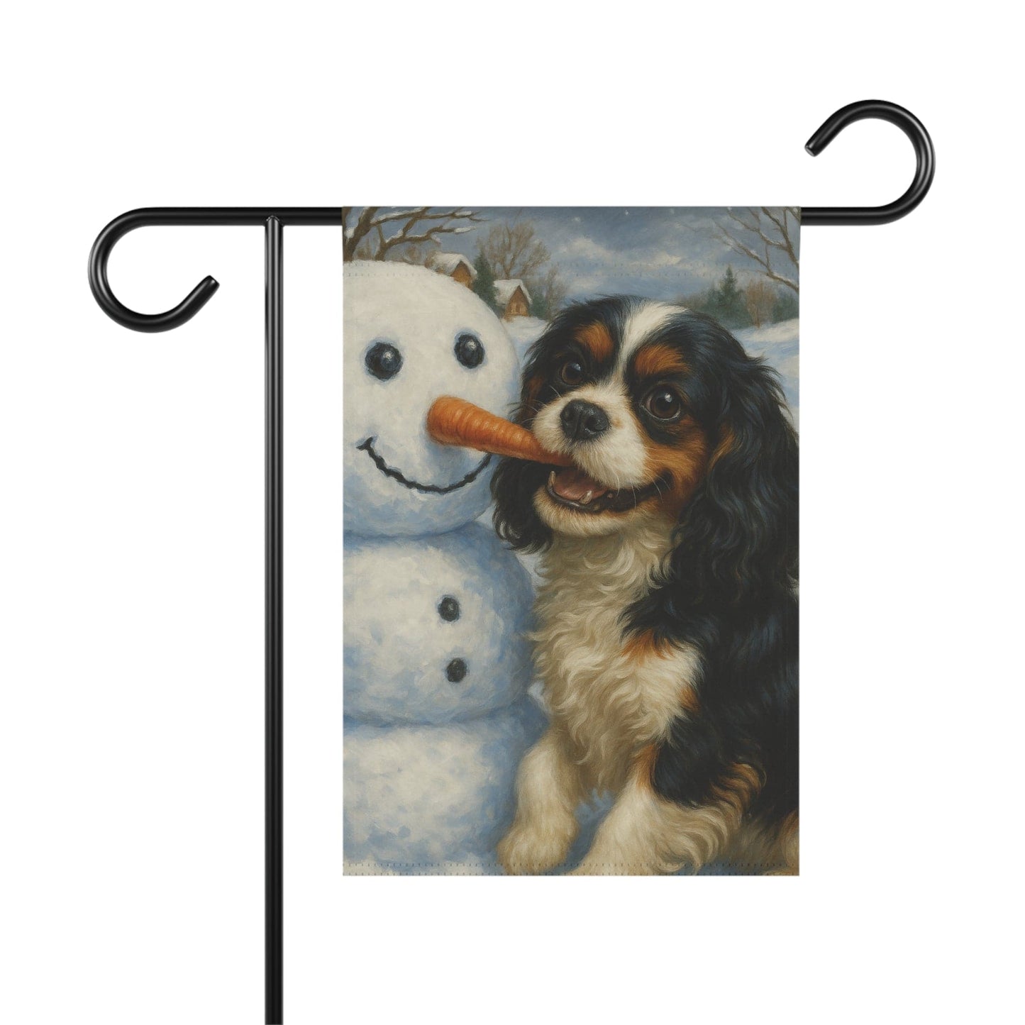 Tricolor Cavalier Snowman Garden Flag