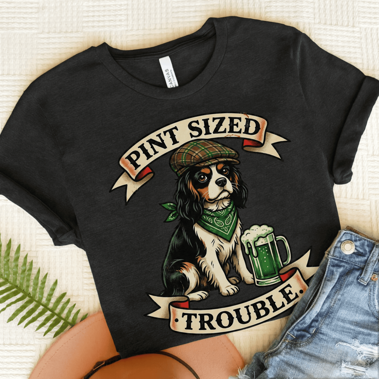 Personalized Cavalier St Patricks Beer Unisex TShirt Dark Grey Heather