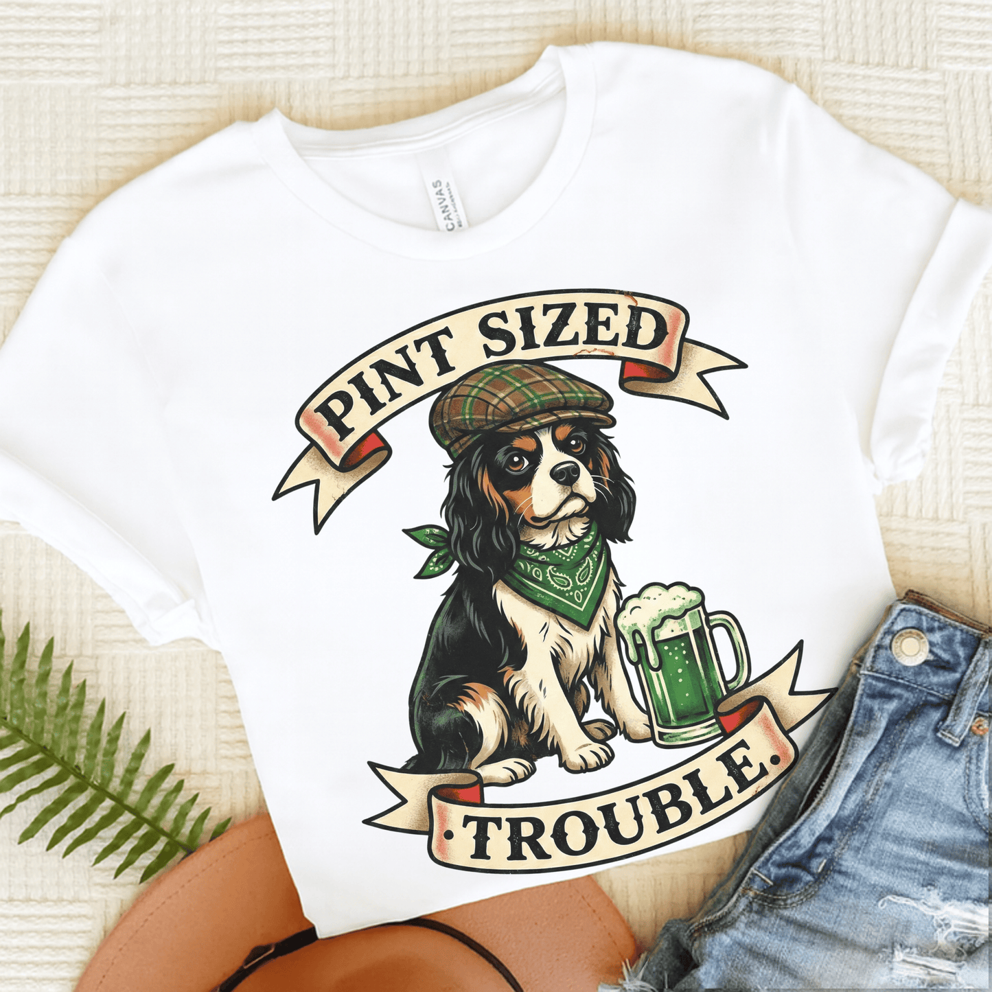 Personalized Cavalier St Patricks Beer Unisex TShirt White
