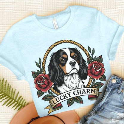 Personalized Cavalier St Patricks Unisex TShirt Heather Ice Blue