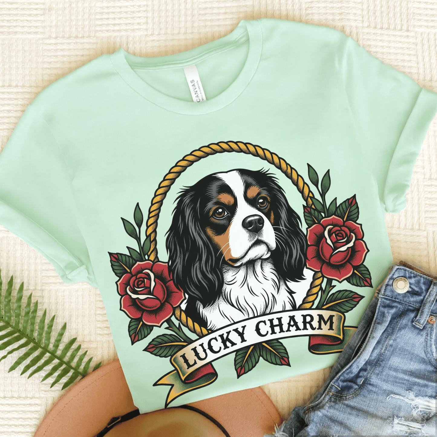 Personalized Cavalier St Patricks Unisex TShirt Heather Mint