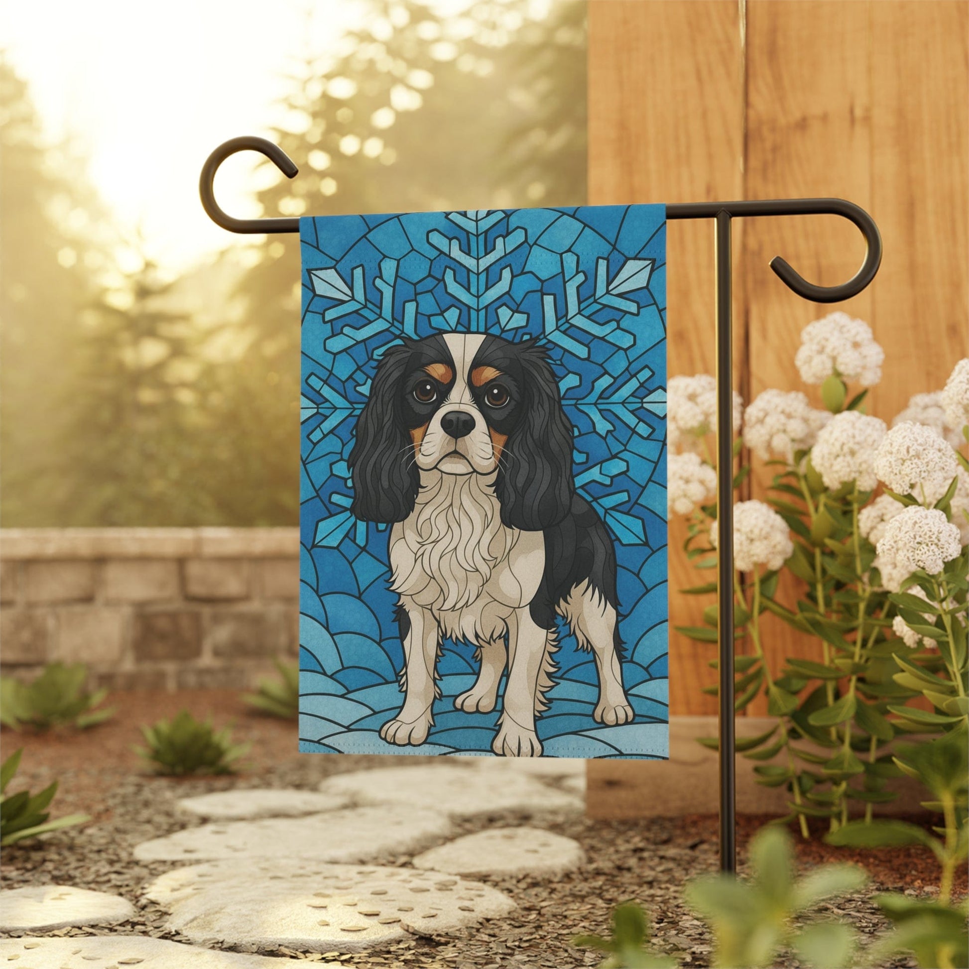 Personalized Cavalier Stained Glass Garden Yard Flag