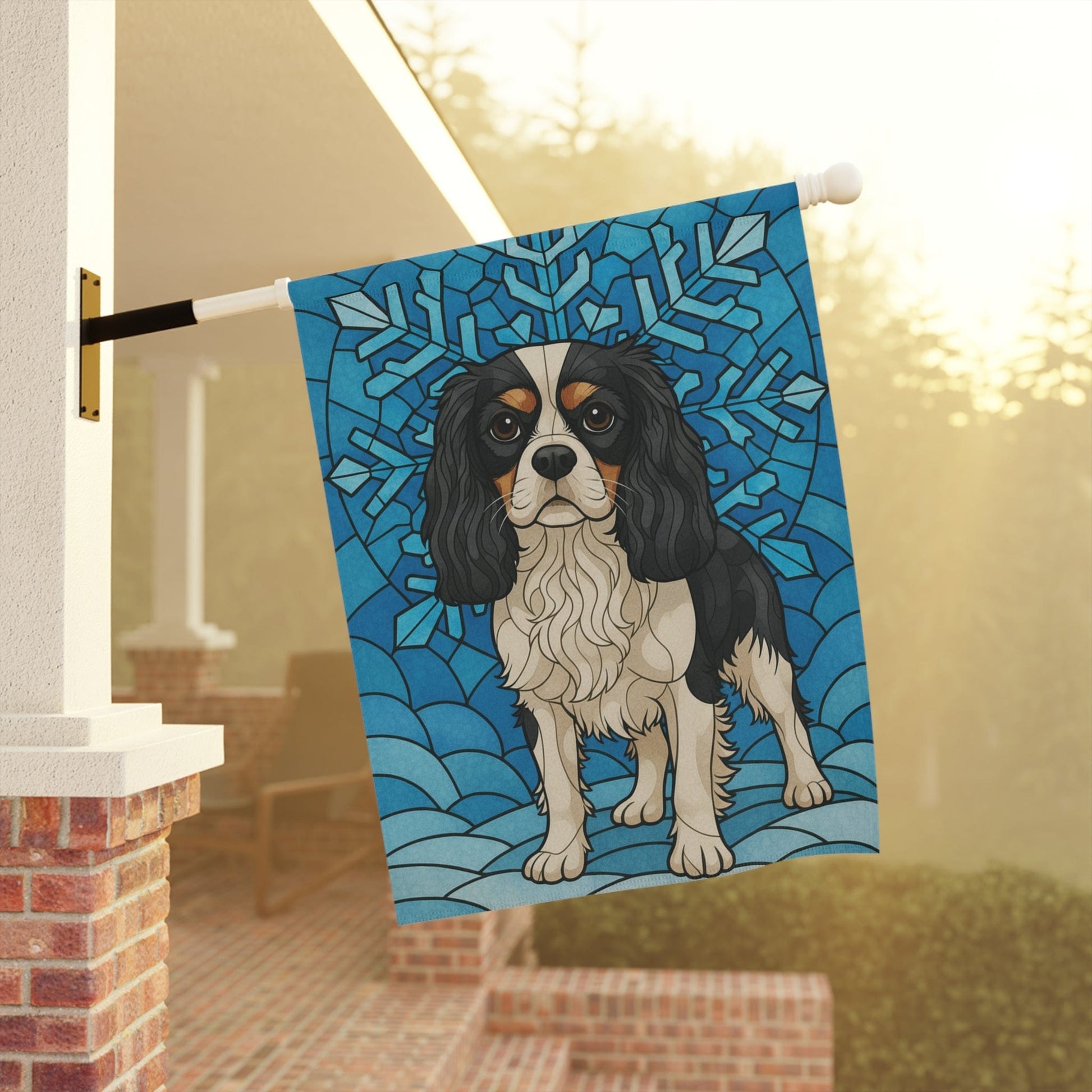 Personalized Cavalier Stained Glass Garden Yard Flag
