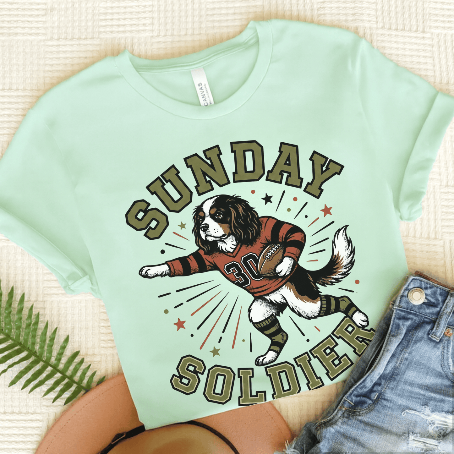 Personalized Cavalier Sunday Football Unisex TShirt Heather Mint