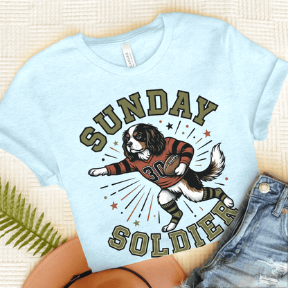 Personalized Cavalier Sunday Football Unisex TShirt Heather Ice Blue