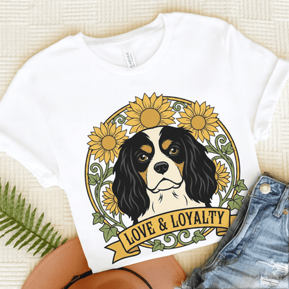 Personalized Cavalier Sunflowers Unisex TShirt White