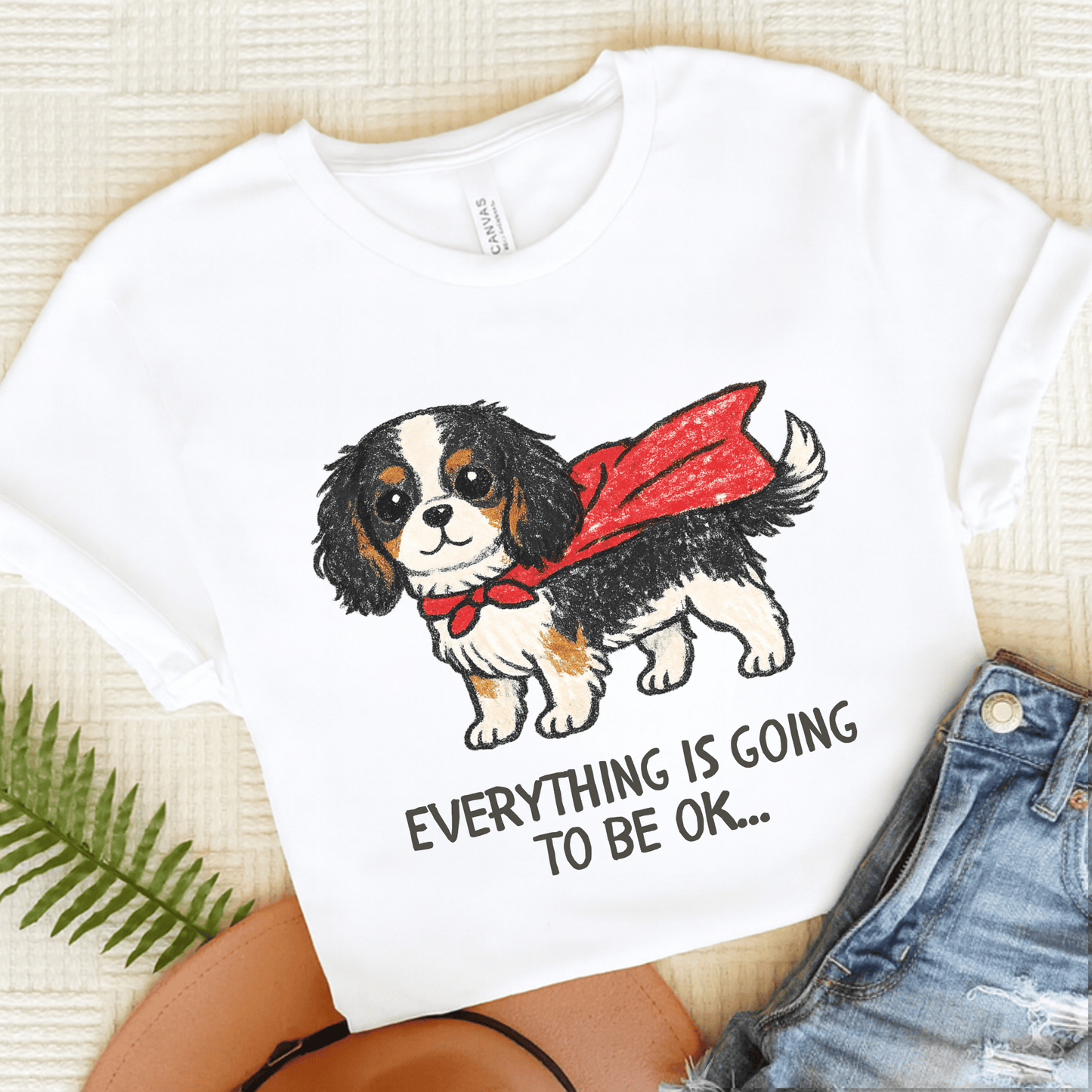 Personalized Cavalier Superhero Unisex TShirt White