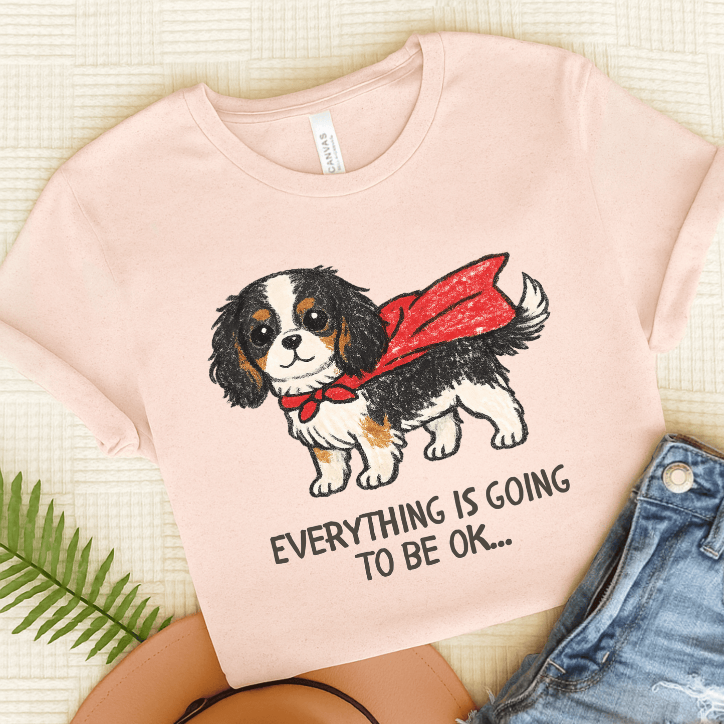 Personalized Cavalier Superhero Unisex TShirt Soft Pink