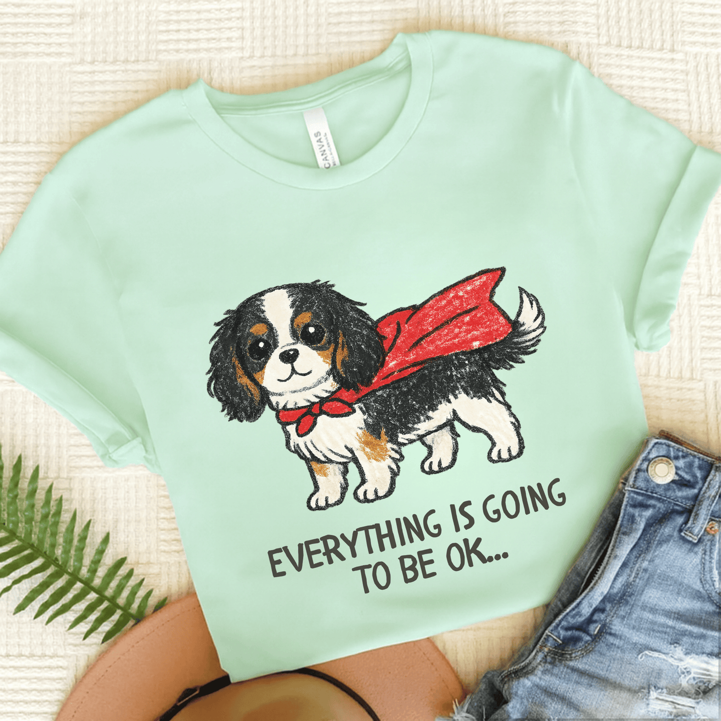 Personalized Cavalier Superhero Unisex TShirt Heather Mint