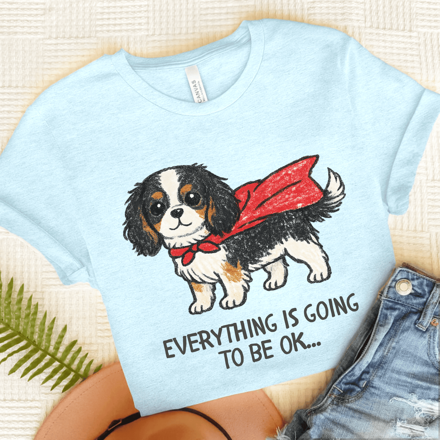 Personalized Cavalier Superhero Unisex TShirt Heather Ice Blue