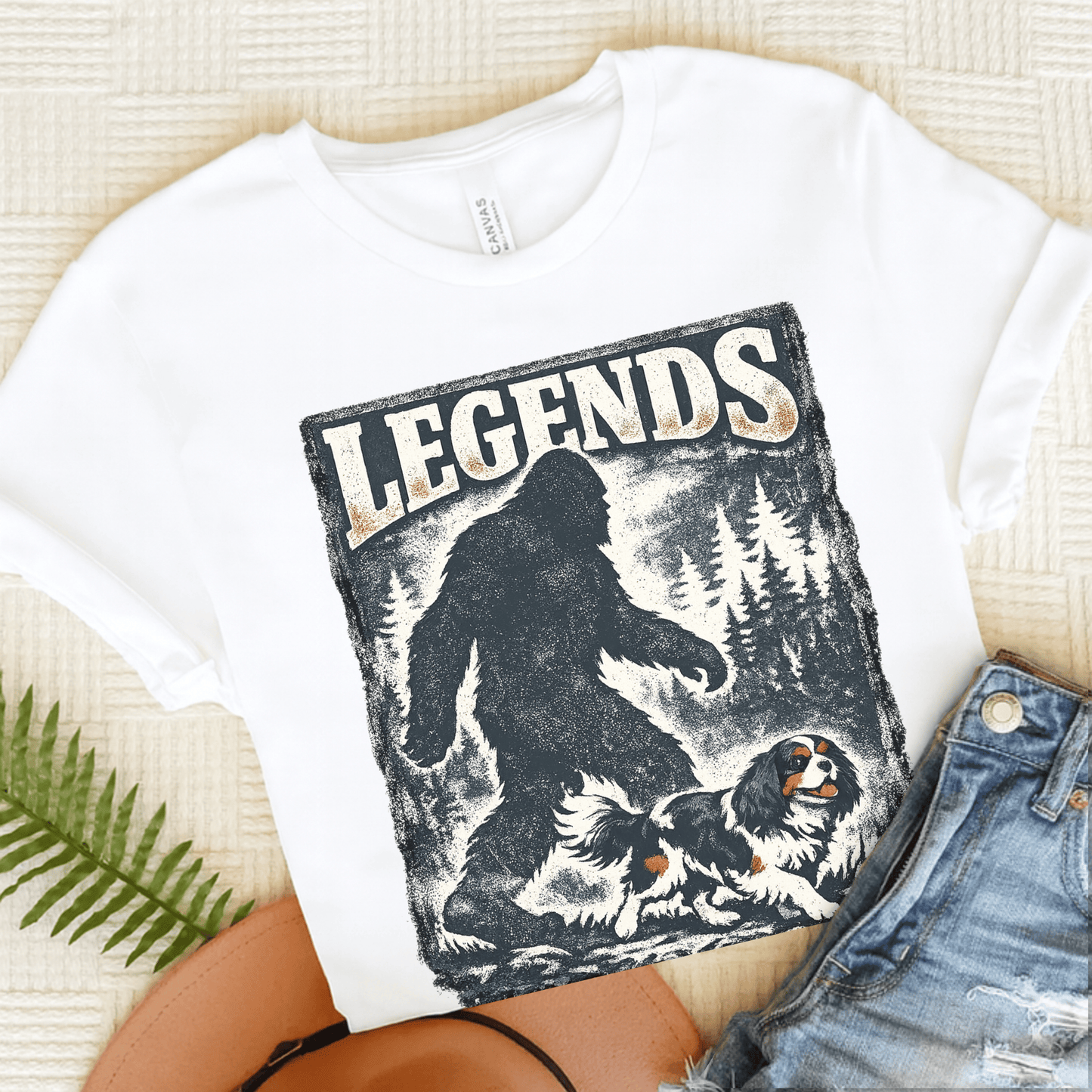Personalized Cavalier Bigfoot Unisex Tshirt White