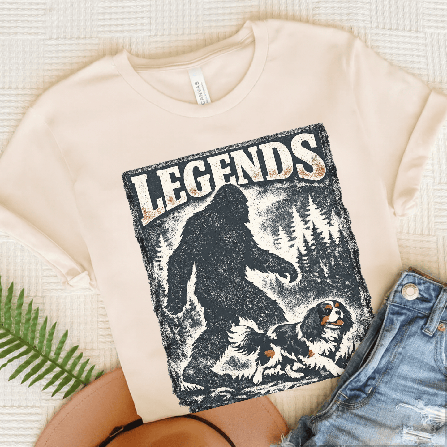 Personalized Cavalier Bigfoot Unisex Tshirt Natural