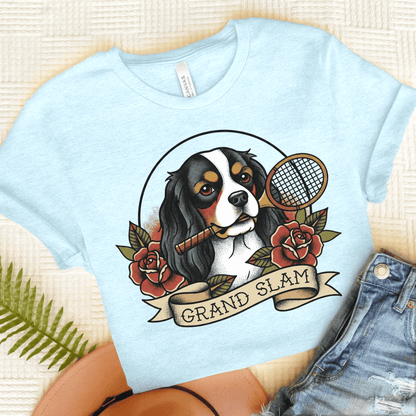 Personalized Cavalier Tennis Grand Slam Unisex TShirt Heather Ice Blue