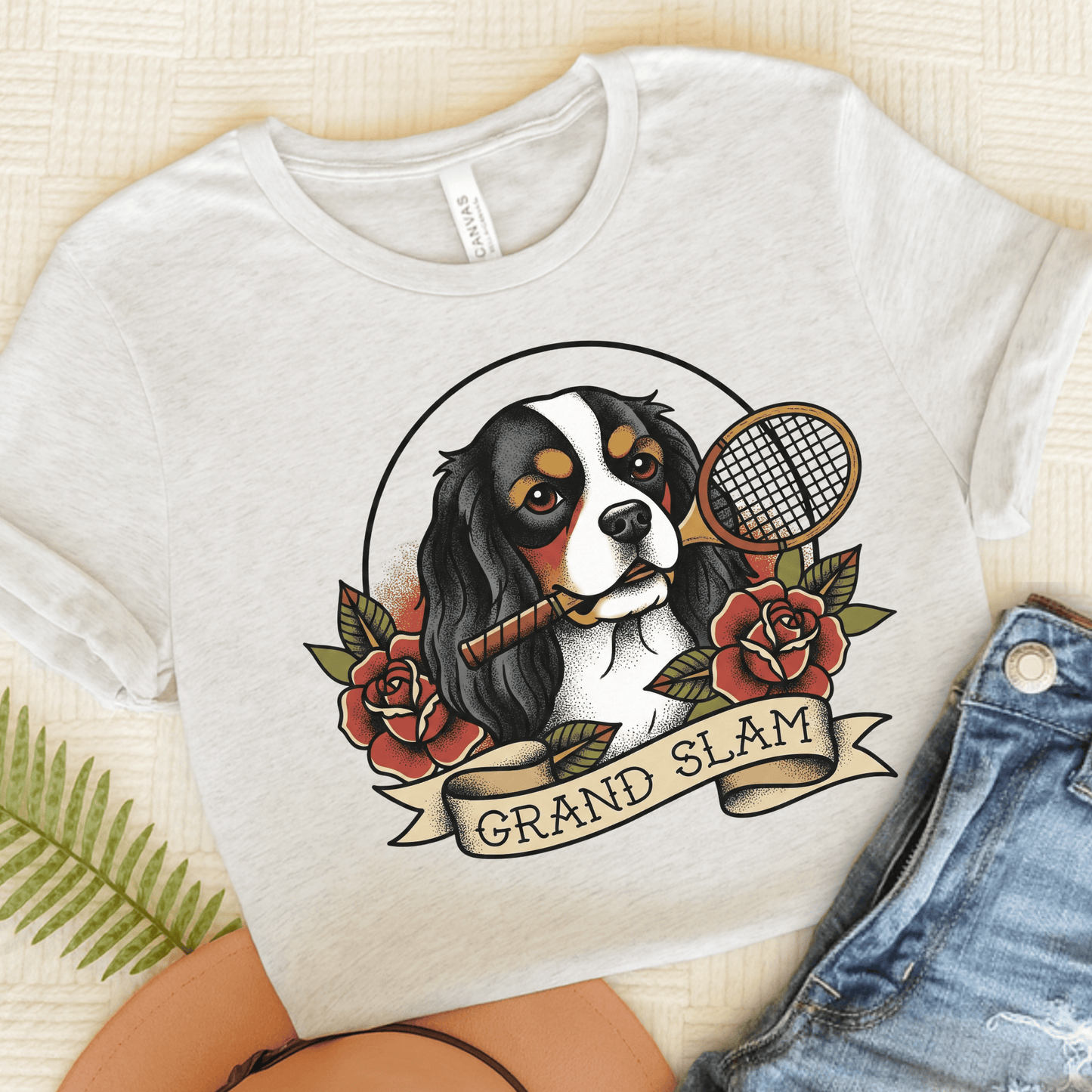 Personalized Cavalier Tennis Grand Slam Unisex TShirt Ash