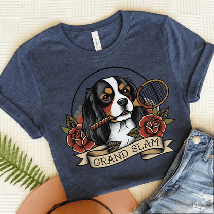 Personalized Cavalier Tennis Grand Slam Unisex TShirt Heather Navy