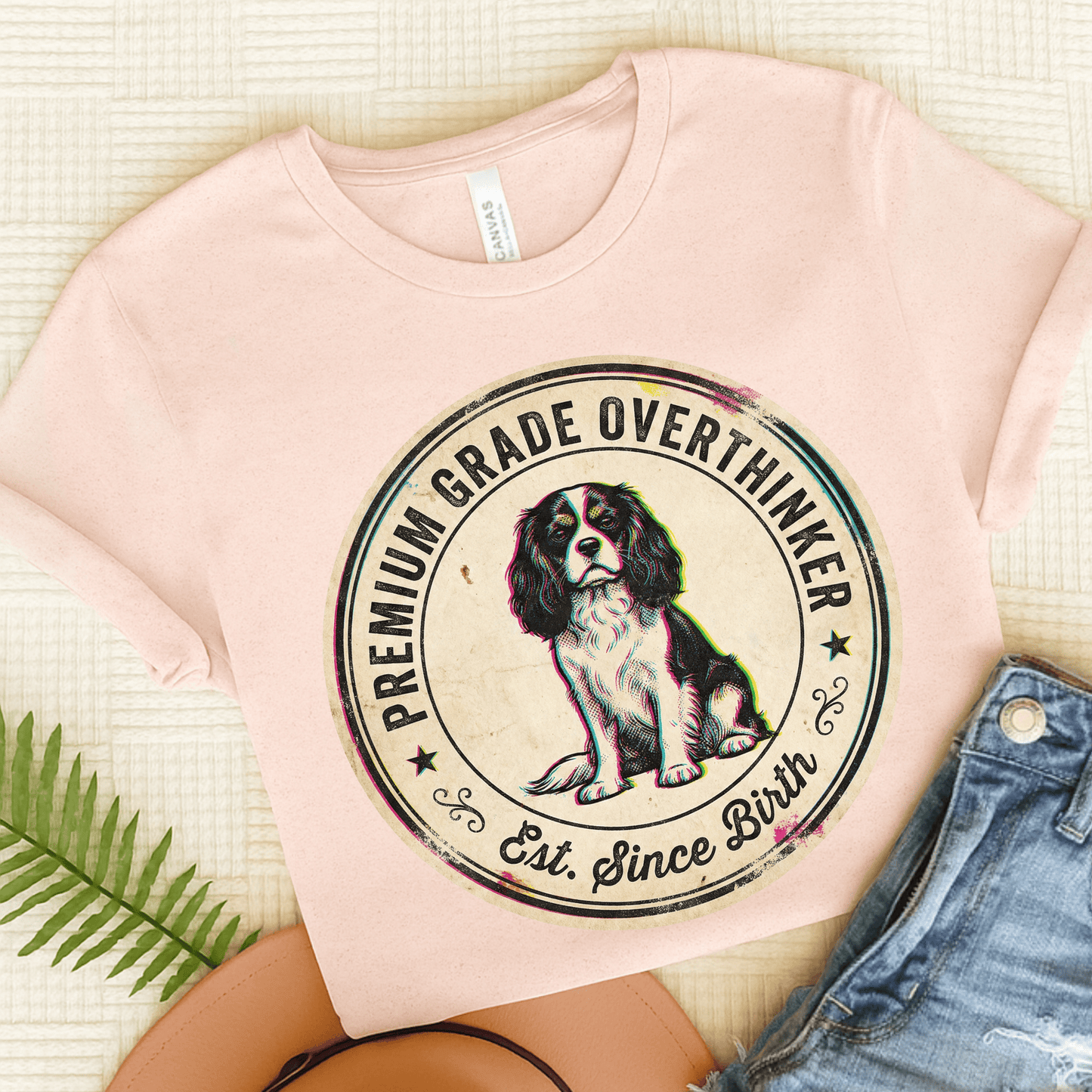 Personalized Cavalier Overthinker Unisex TShirt Soft Pink