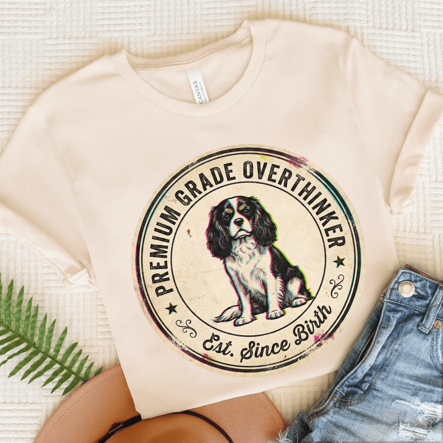 Personalized Cavalier Overthinker Unisex TShirt Natural