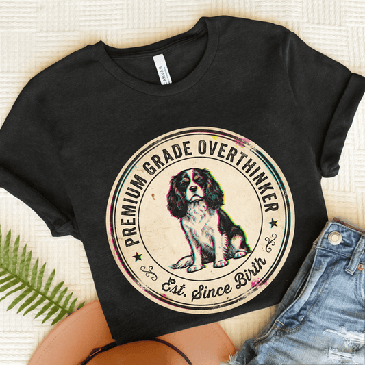 Personalized Cavalier Overthinker Unisex TShirt Dark Grey Heather